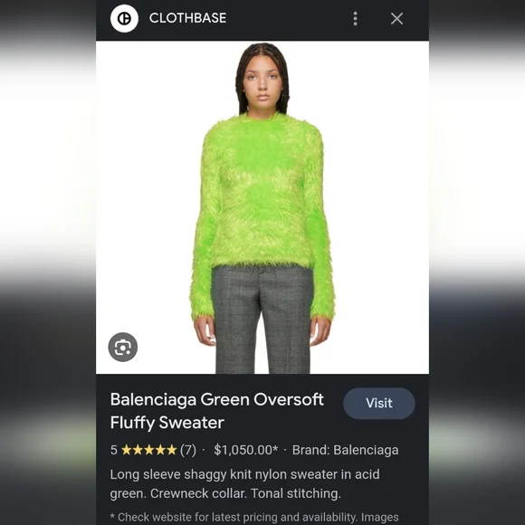 Womans Fuzzy Green Balenciaga Sweater